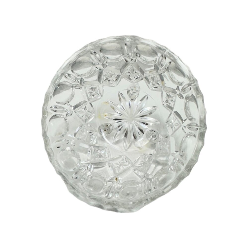 Vintage Crystal Glass Footed Sugar Bowl Cross And Olive Crystal Glass Candy Dish - Picture 4 of 4